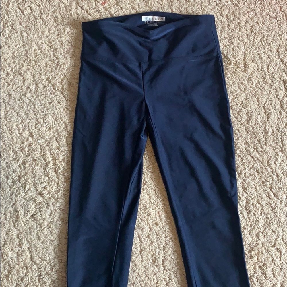 shiny navy leggings